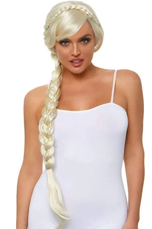 Wavy wig with a pre - styled curl pattern for convenienceBlond 31" Long Dual Braid Wig