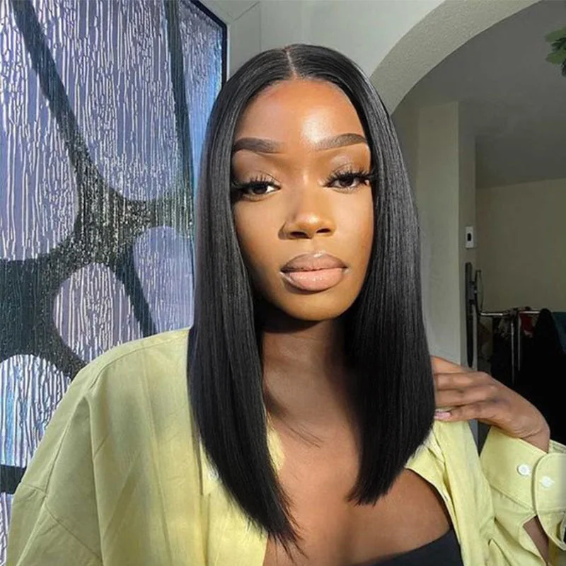 Colored wig with a pre - bleached knot for a natural - looking scalp#1 Jet Black Bob Wig Transparent Lace Wig 100% Virgin Human Hair