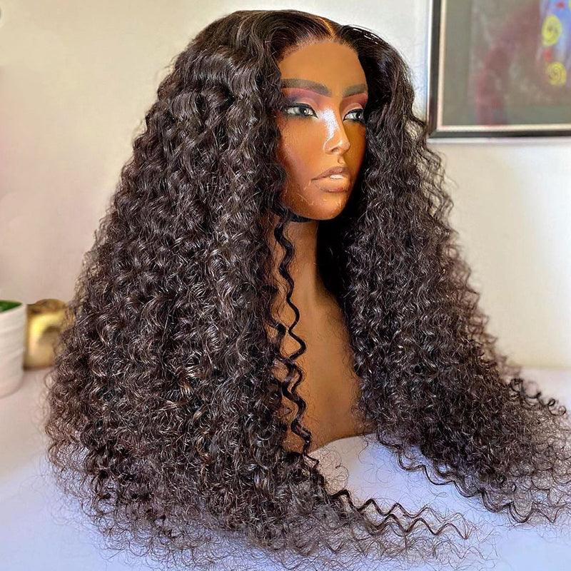 Adjustable - cap lace wig for a comfortable fit13x4 13x6 Brazilian Kinky Curly Transparent Lace Frontal Human Hair Wigs Preplucked