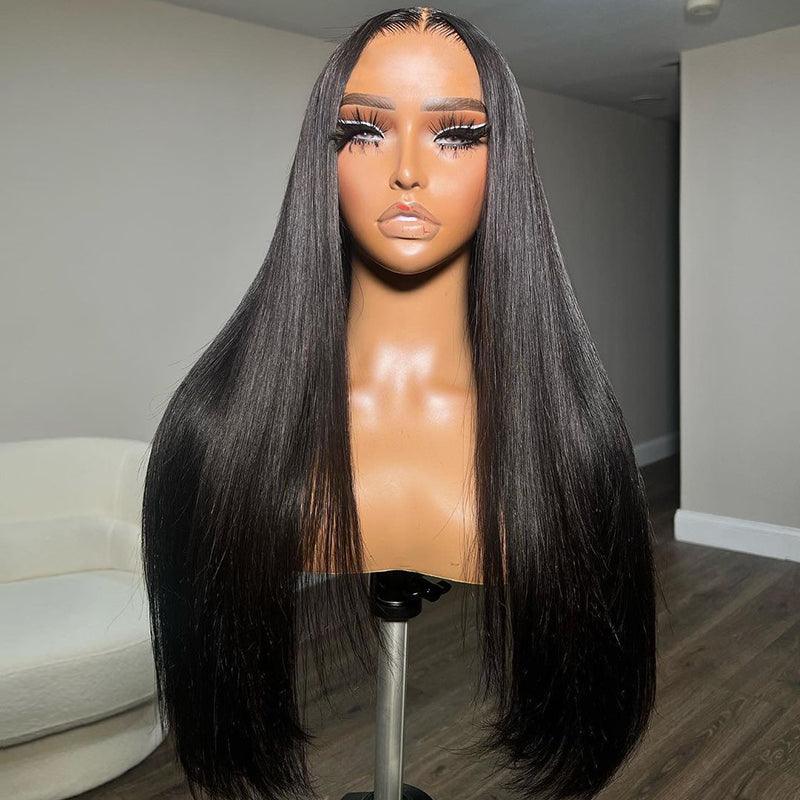 Lace wig with a middle - part for a classic and elegant style13x4 13x6 Brazilian Straight Transparent Lace Front Wig Human Hair Wigs Prepluked