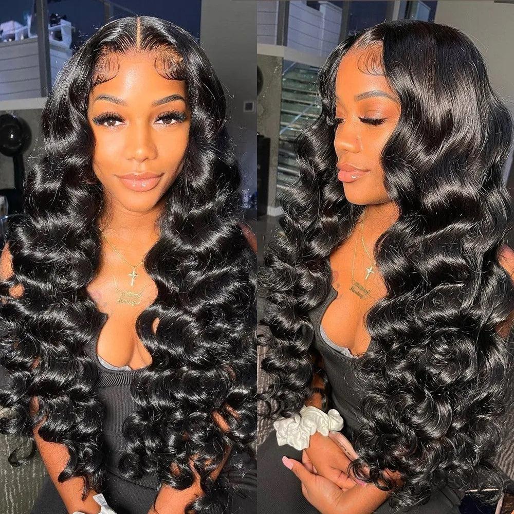 Lace wig in a chocolate - brown color for a rich and warm appearance13x4 13x6 Loose Deep Wave Transparent Lace Front Human Hair Wigs