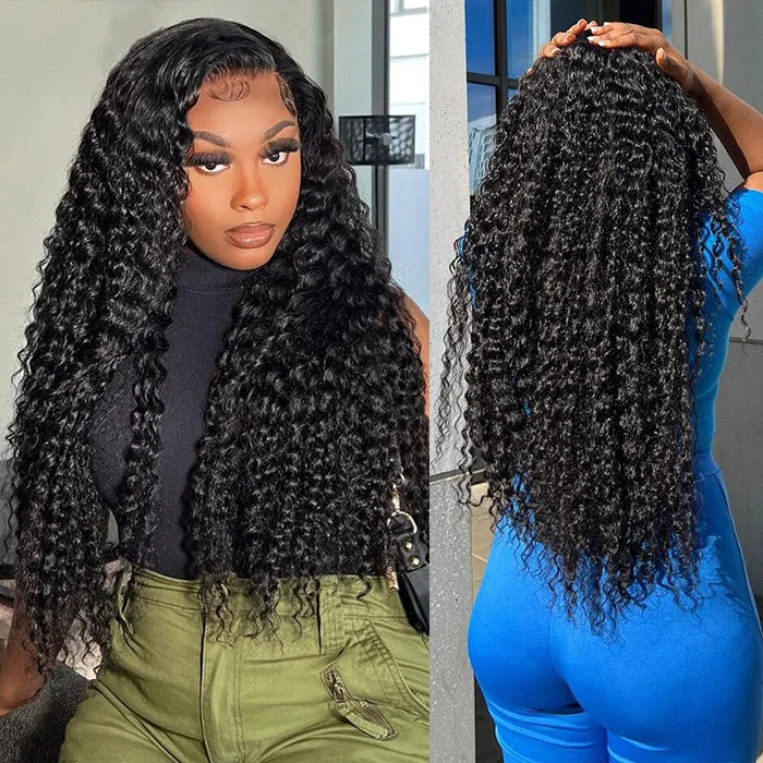 Virgin - human - hair wig with a natural - looking texture for a luxurious feel15A Double Drawn Salon Quality-13x4 Lace Front Human Hair Deep Wave Pre-plucked Wigs