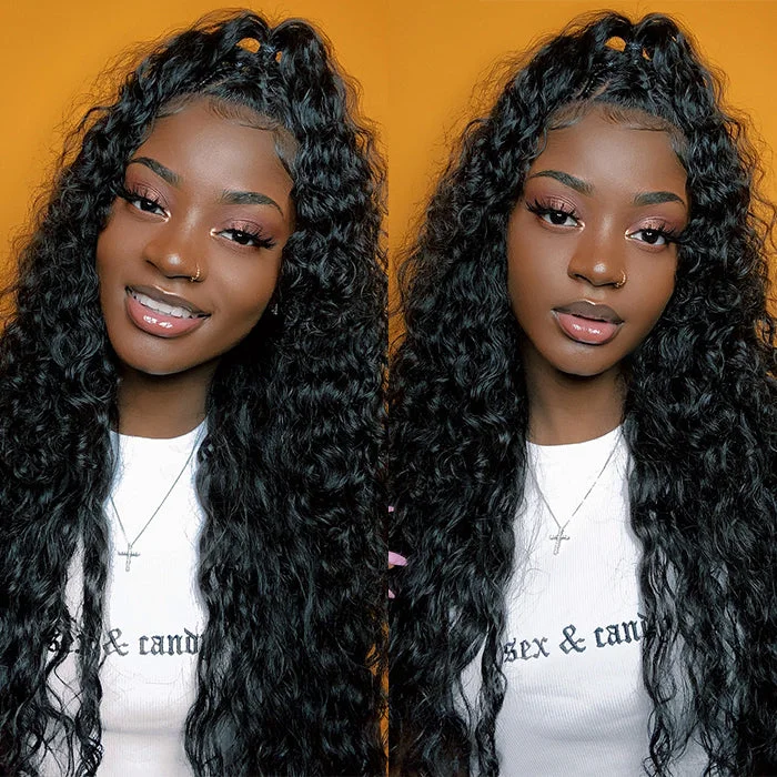 Human - hair wig with a straight texture for a sleek and minimalist look360 Lace Frontal Wig Brazilian Water Wave Lace Front Human Hair Wigs For Women