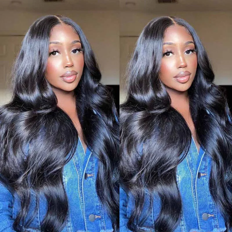 Human - hair wig with a pre - plucked hairline for a more natural look40 Inch Long Body Wave HD Transparent Lace Wig 100% Virgin Human Hair Wig