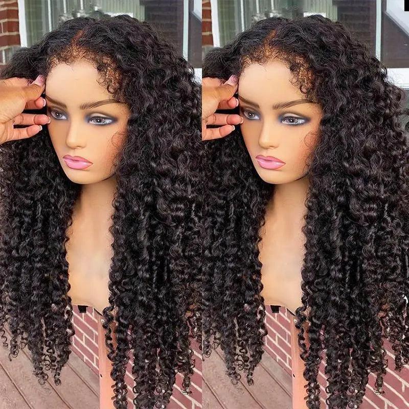 Lace wig with a wavy texture for a beachy look4C Kinky Edges Ventilated Wig 13x4 HD Lace Curly Wig Human Hair with Realistic Hairline