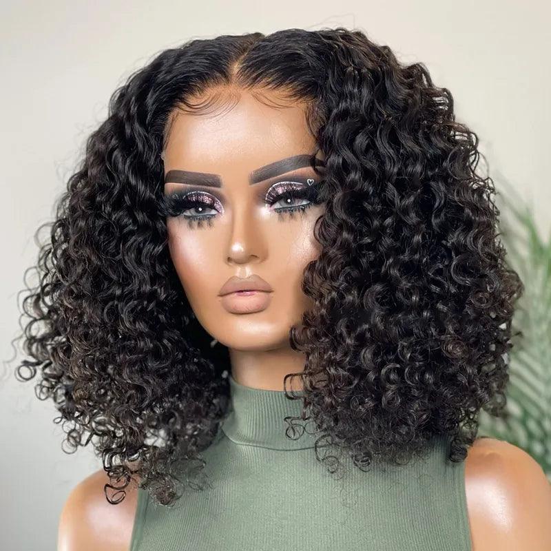 Lace wig with a side - part for a more flattering look5x5 Real HD Lace Closure Wig Bob Curly Wave Virgin Human Hair