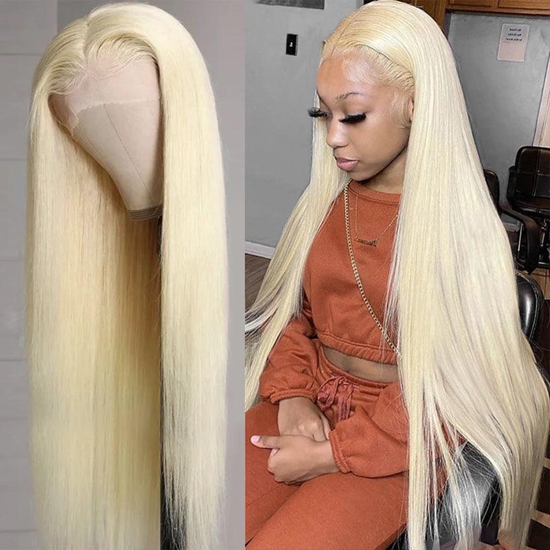 Lace wig with a 13x4 lace frontal for a wide - parting area#613 Blonde 13x4 Lace Front Human Hair Wigs Straight