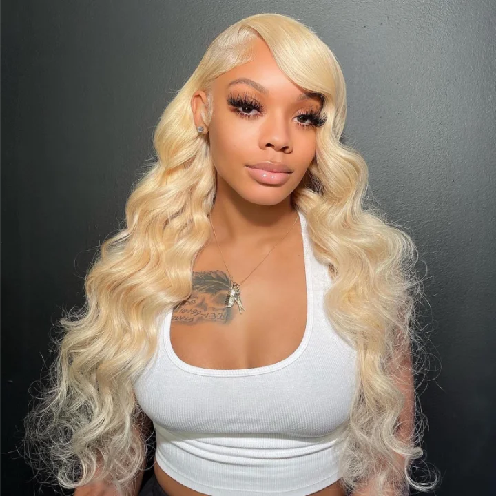 Lace wig with a pre - plucked hairline for a more natural look#613 Blonde 13x4 Standard Lace Front Wig Body Wave Human Hair Wigs