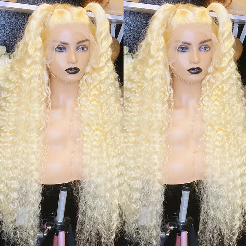 Lace wig with a wavy texture for a beachy look#613 Blonde Loose Deep Wave 13x4 Lace Front Human Hair Wigs