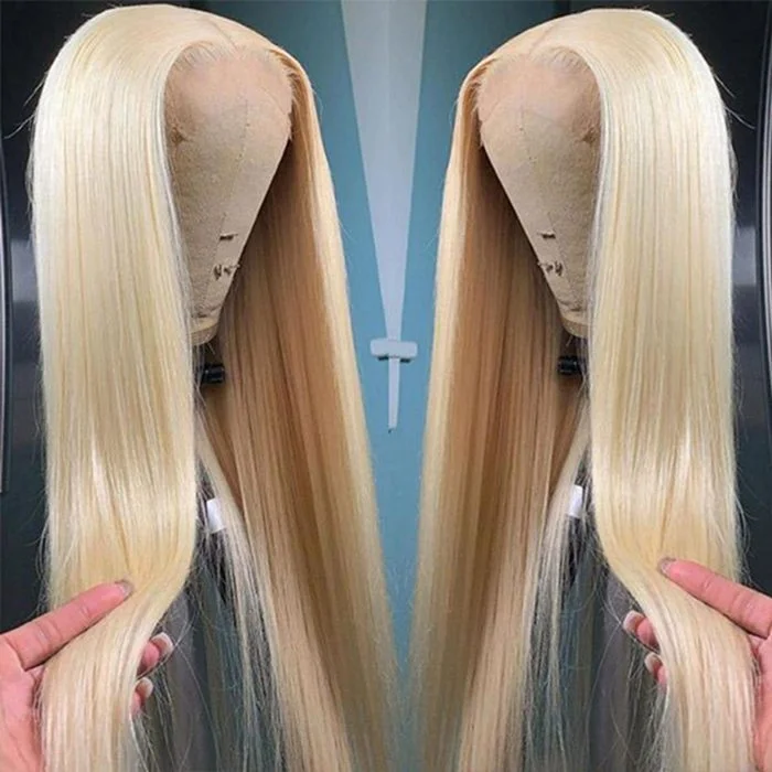 Human - hair wig with a pre - plucked hairline for a more natural look613 Blonde Straight Lace Front Wigs Pre Plucked Lace Human Hair Wigs For Women