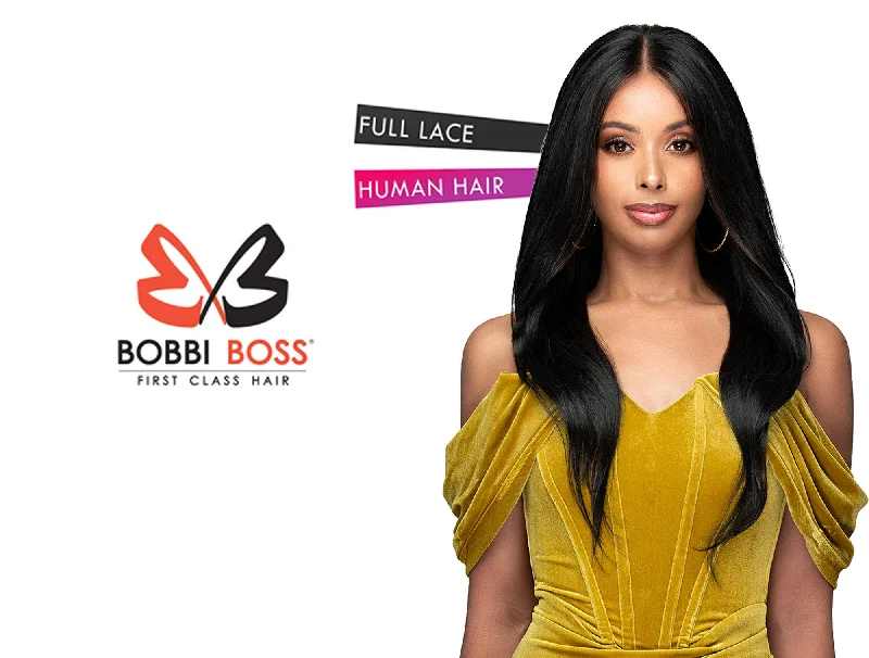 Synthetic lace wig with a heat - resistant formulaBOBBI BOSS HUMAN HAIR BLEND 13X4 HD FULL LACE WIG - FLB002 LAUREN