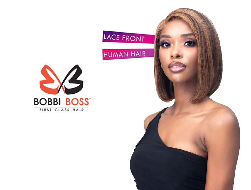 Lace wig with a pre - plucked hairline for a more natural lookBOBBI BOSS LACE WIG 100% UNPROCESSED HUMAN HAIR - MHLF546 ROSALIE