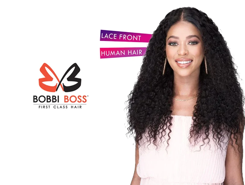 Lace wig with a wispy fringe for a soft and feminine lookBOBBI BOSS LACE WIG 100% UNPROCESSED HUMAN HAIR - MHLF677 OCTAVIA