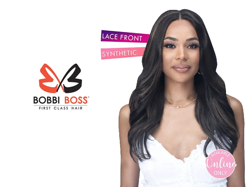 Lace wig with a honey - blonde color for a warm and sunny appearanceBOBBI BOSS SYNTHETIC LACE SERIES WIG-MLF904 HATHAWAY