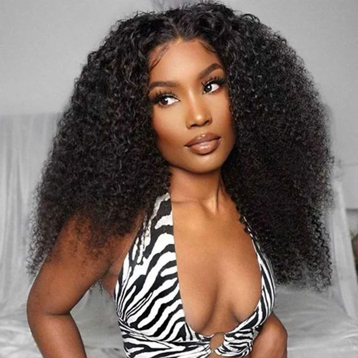 Human - hair wig with a wispy fringe for a soft and feminine lookBrazilian Jerry Curl 13x6 Lace Front Wig Pre Plucked Curly Human Hair Wigs for Black Women