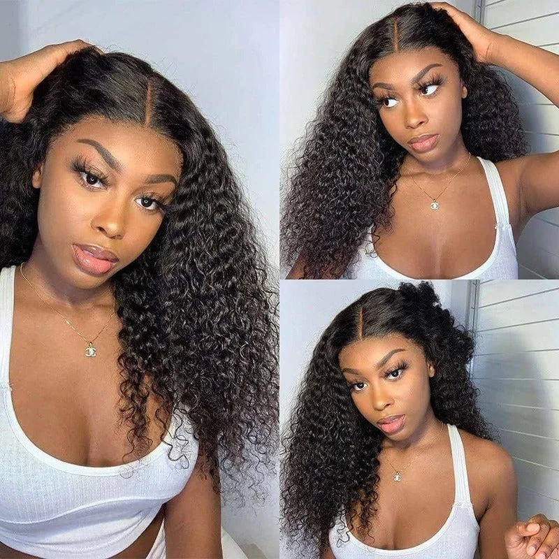 Human - hair wig with a silk - base cap for a comfortable and smooth feelCuticle Aligned Curly 4x4 HD Transparent Lace Closure Wig 100% Virgin Human Hair