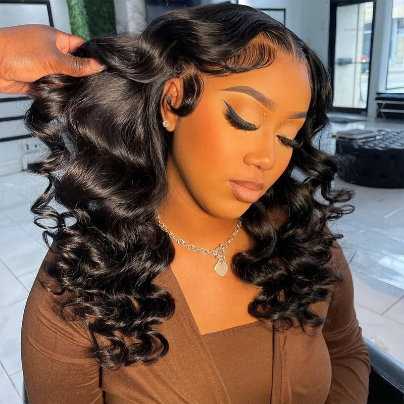 Human - hair wig with a middle - part for a classic and elegant styleLoose Deep 4x4 HD Transparent Lace Closure Wig 100% Cuticle Aligned Virgin Human Hair