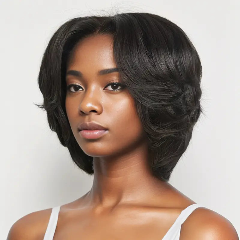 Lace wig with a silk - base cap for a comfortable and smooth feel13x6 T Part Lace Elegant Boss Vibe Short Pixie Cut Minimalist Wig