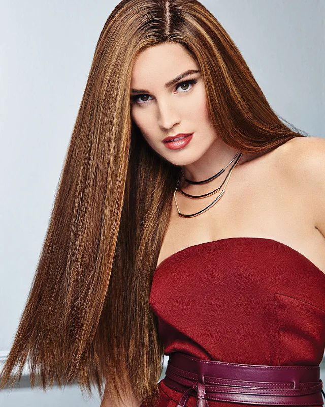 Human - hair wig with a honey - blonde color for a warm and sunny lookGlamour and More | Lace Front & Monofilament Remy Human Hair Wig by Raquel Welch