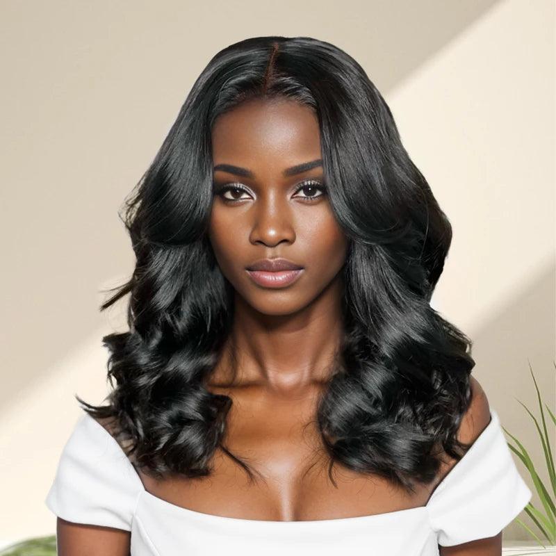 Full - lace wig with a natural - looking hairline for a seamless appearance7x5 Glueless Bob Wig Wear Go Body Wave Human Hair