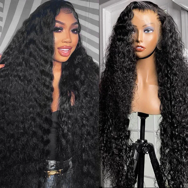 Human - hair wig with a pre - plucked hairline for a more natural lookIshow Pre Cut Lace Ready To Wear Glueless Wigs Water Wave Wig 4x4 Lace Closure Wigs 30 Inch Long Human Hair Wig