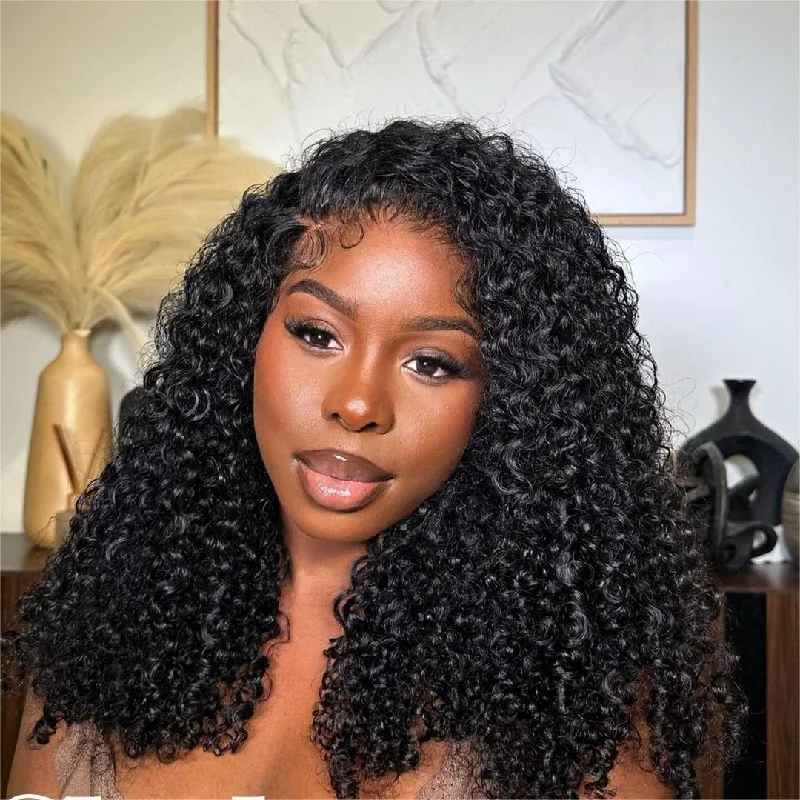 Lace wig with a pre - plucked hairline for a more natural lookGlueless Loose Deep Curly 5x5 Closure Lace Wig Human Hair