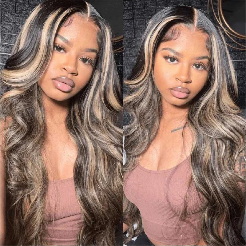 Colored wig with a red - orange hue for a warm and energetic lookHot Star 180% Density 1B/27# Highlight Trendy Colored 6x4 Glueless 5x5 13x6 Lace Front Closure Wig Ready To Wear Human Hair Wigs