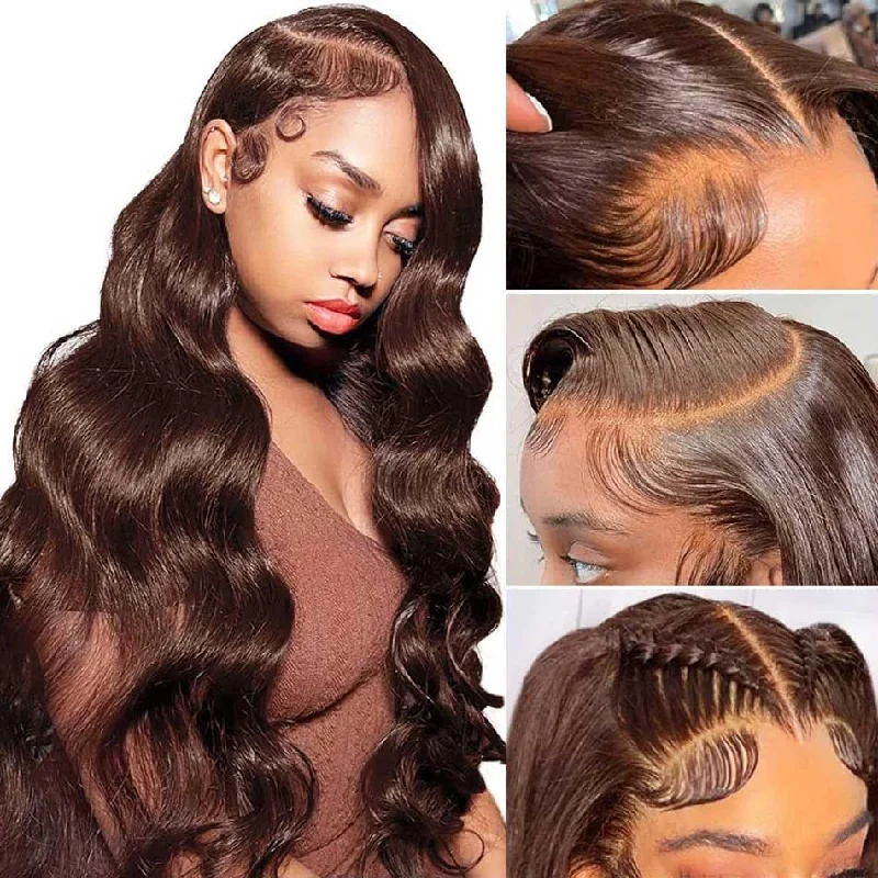 Colored wig with a wispy fringe for a soft and feminine lookSUPER DEAL ! Hot Star Chocolate Brown HD Transparent 13x6 Lace Front 6x4 Glueless Ready To Go Human Hair Wigs Brazilian Body Wave