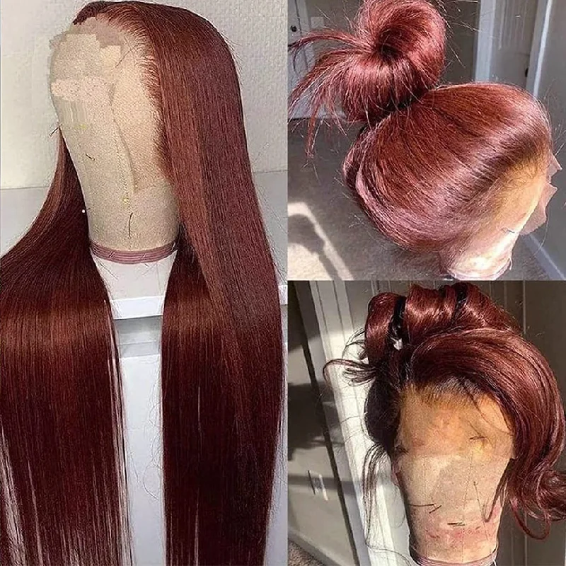 Colored wig with a straight texture for a sleek and minimalist lookHot Star Reddish Brown Colored 5x5 13x6 Lace Front Wig 6x4 Glueless Ready To Wear Human Hair Wigs