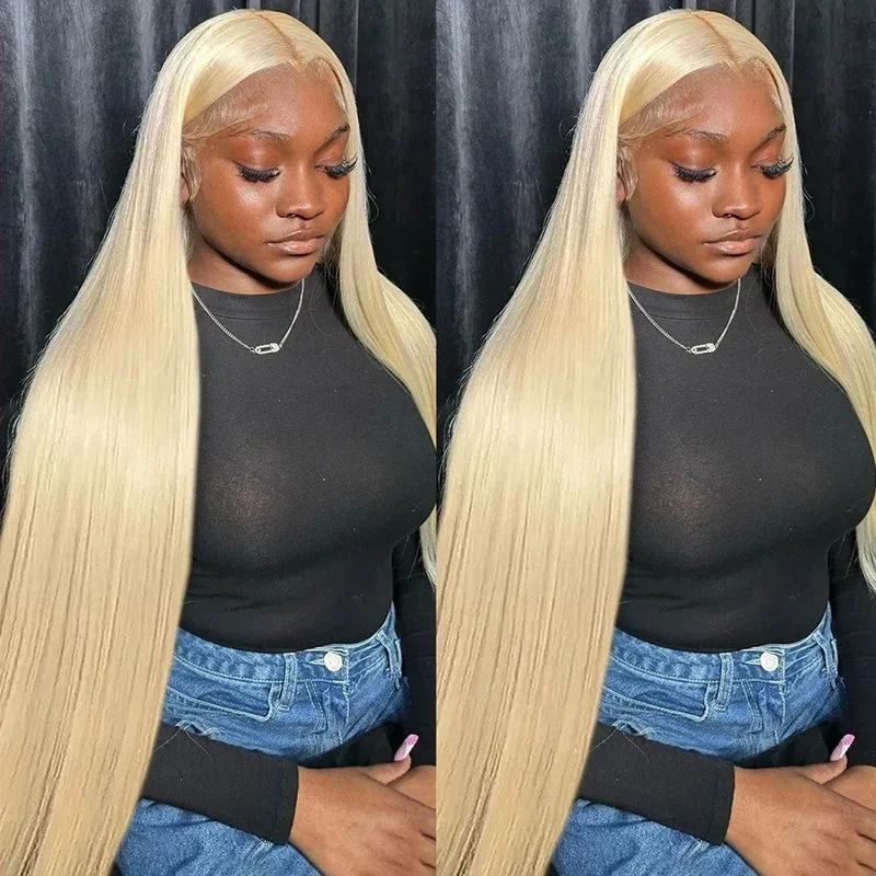 Human - hair wig with a straight texture for a sleek and minimalist look[22"=95]Ishow Flash Sale 613 Lace Front Wig Honey Blonde Wig Straight Hair Wig HD Transparent Lace Wigs Body Wave Glueless Human Hair Wig