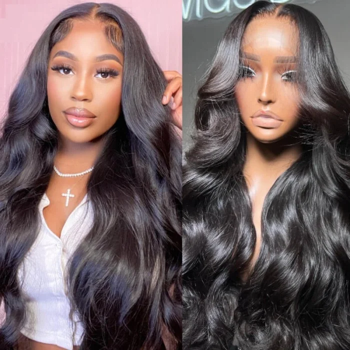 Brazilian - human - hair wig with a full and voluminous lookOvernight Shipping 13x4 Lace Frontal Wig Brazilian Body Wave Lace Front Human Hair Wigs