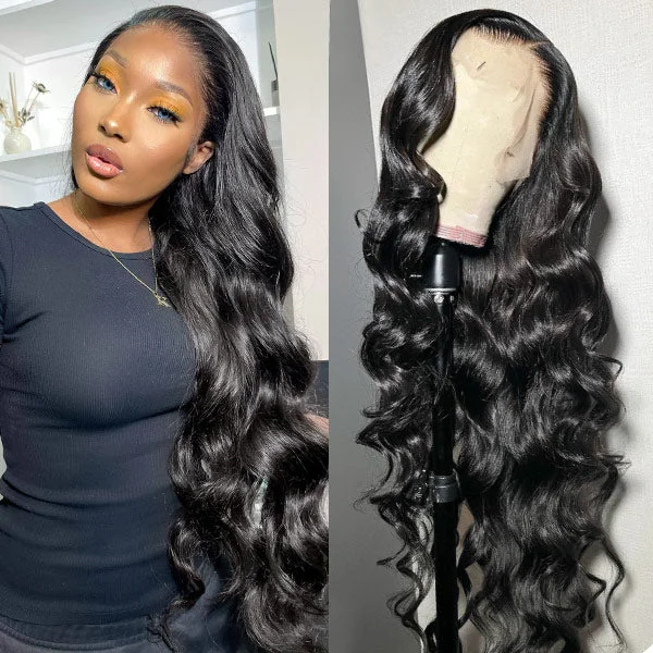 Human - hair wig with a honey - blonde color for a warm and sunny lookIshow 13x6 Lace Front Wigs Glueless Body Wave Human Hair Wig 40 Inch 180% Density HD Transparent Lace Wigs