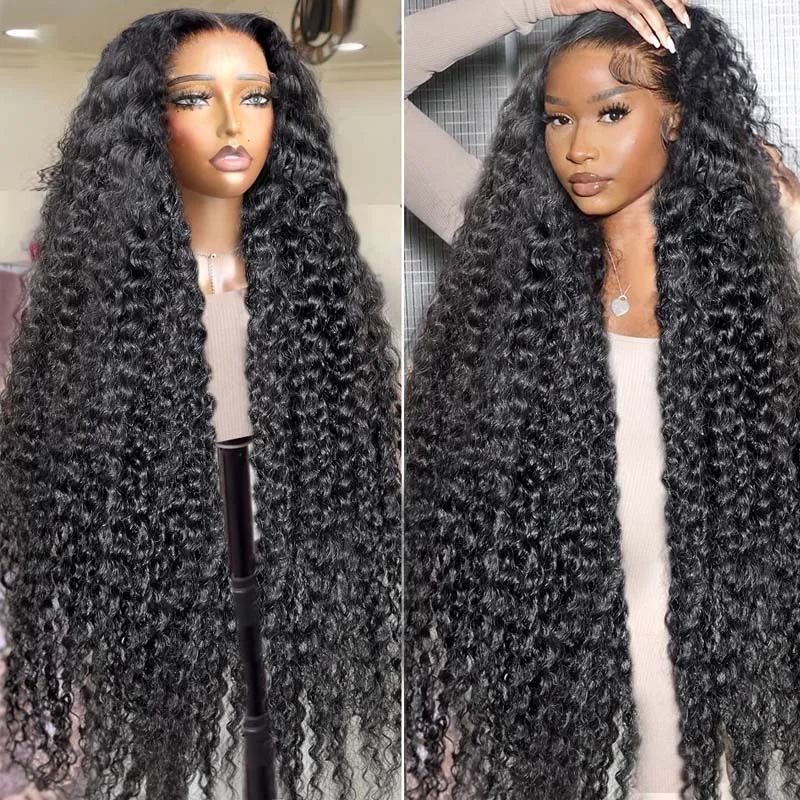 Human - hair wig with a straight texture for a sleek and minimalist lookIshow 13x6 Lace Front Wigs Glueless Human Hair Wigs 40 Inch Deep Wave Wig For Black Women 180% Density