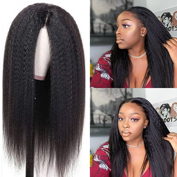 Virgin - human - hair wig with a natural - looking texture for a luxurious feelKinky Straight 5x5 HD Lace Closure wig Natural Hairline Pre-Plucked