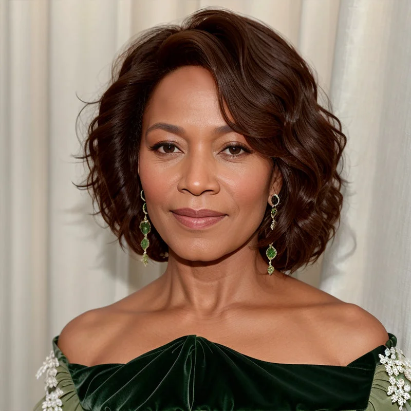 Colored wig with a 150 - density for a full and thick appearanceAlfre Woodard Same Hairstyle | Layered Cut Short Wave Bob Glueless 5x5 Closure Lace Wig 100% Human Hair