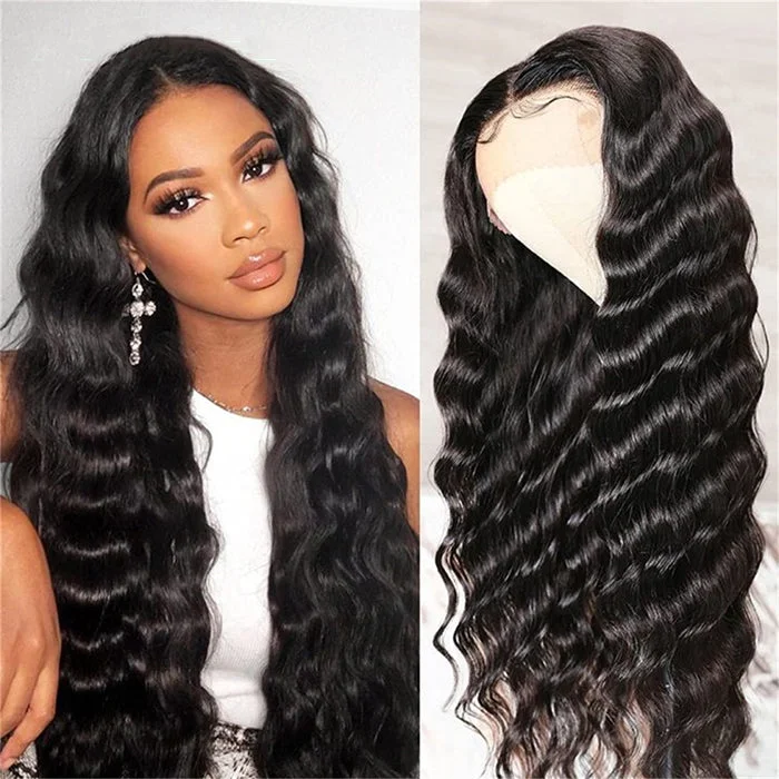 Adjustable - cap human - hair wig for a comfortable fitLoose Deep Wave 5x5 HD Lace Closure Pre Plucked Human Hair