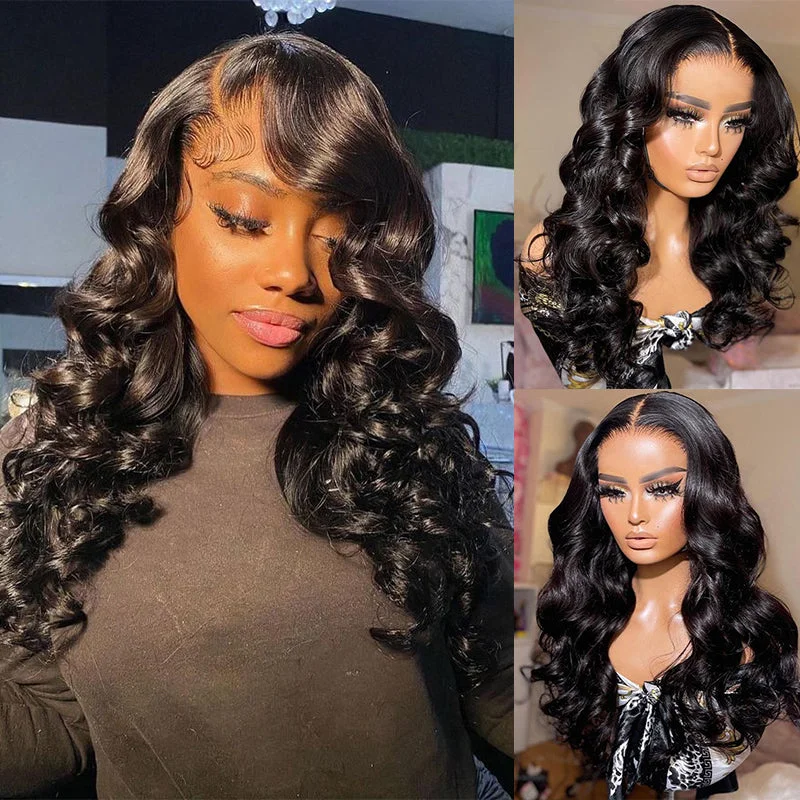 Human - hair wig with a honey - blonde color for a warm and sunny look13x6 HD Lace Front Wig Pre-plucked Loose Wave Human Hair Wig