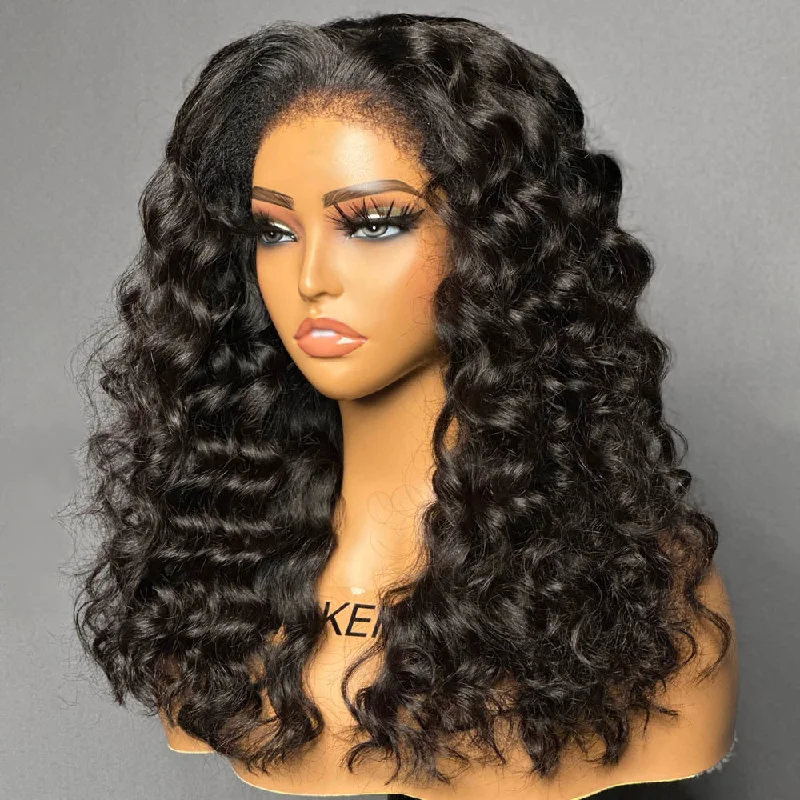 Lace wig with a side - part for a more flattering lookLuscious Bouncy Curls With 4C Kinky Edges  HD Lace Closure Wig