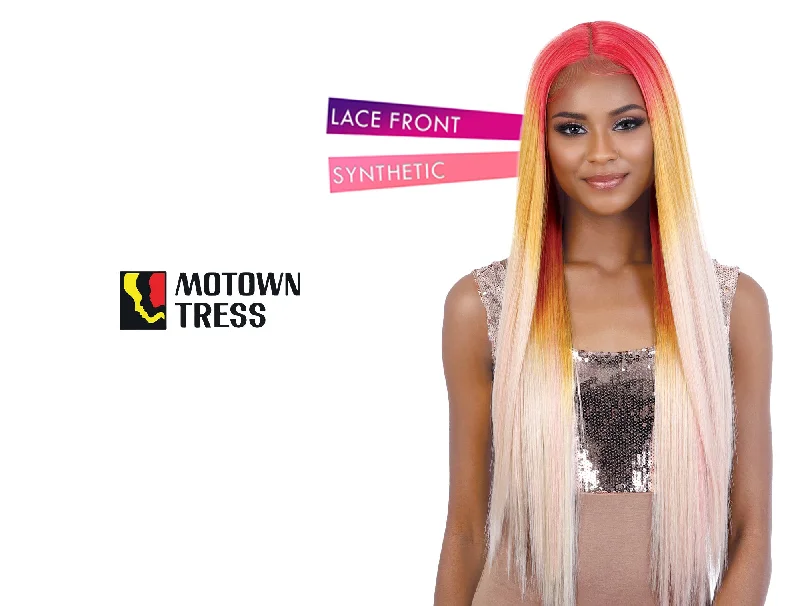 Lace wig with a pre - plucked hairline for a more natural lookMOTOWN TRESS HD LACE FRONT WIG INVISIBLE DEEP PART LACE LDP - SPICY