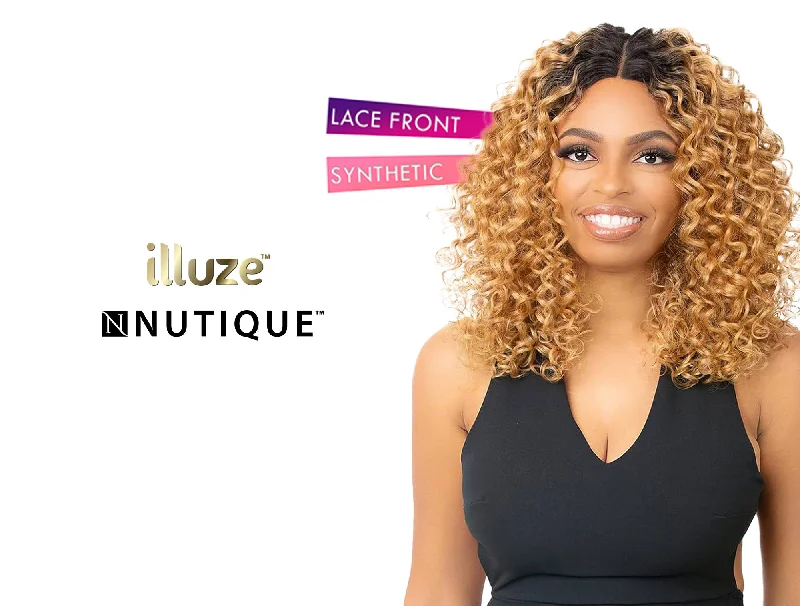 Lace wig with a honey - blonde color for a warm and sunny appearanceNUTIQUE ILLUZE HD LACE FRONT WIG - ZINNIA