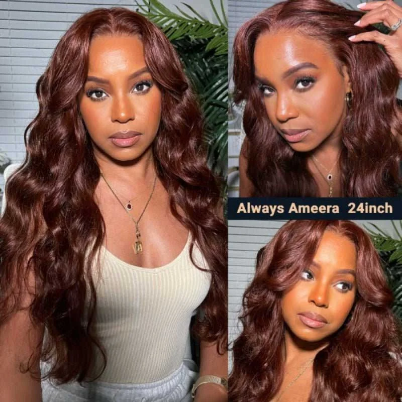 Colored wig with a purple - violet shade for a regal and elegant lookAlibonnie Hair Reddish Brown 13x4 Transparent Lace Front Wigs Body Wave Wigs Human Hair 200% Density