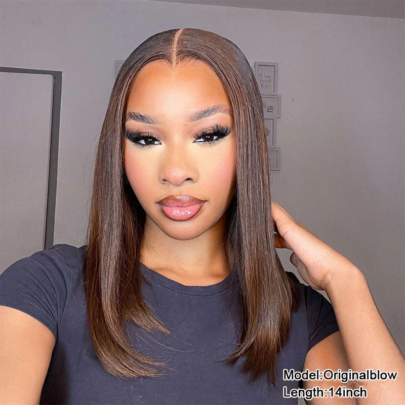 Adjustable - cap colored wig for a comfortable fitFLASH SALE | Trendy Brown Bob Wig 13x6 Lace Frontal Wig Tiktok Same Wig