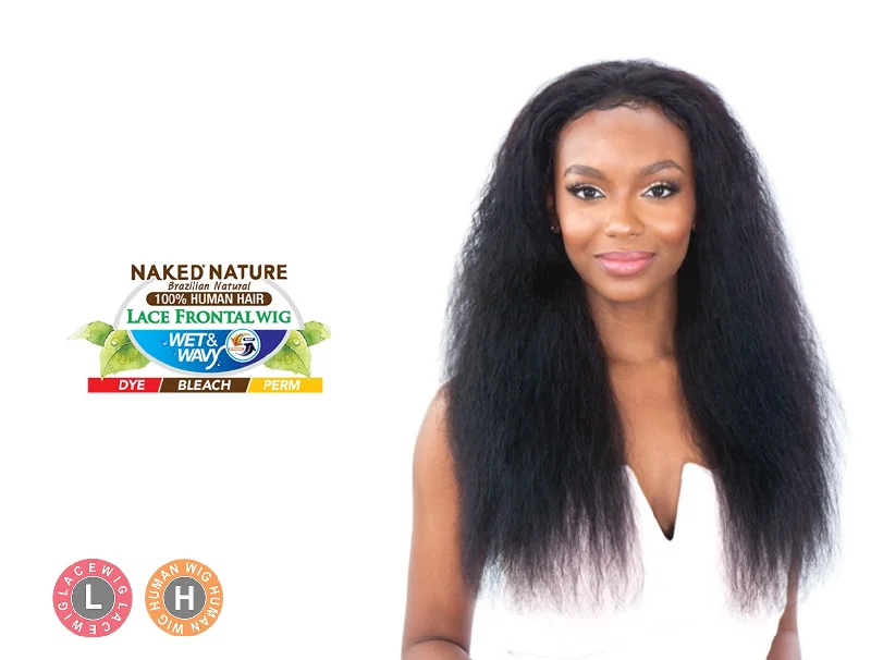 Lace wig in a chocolate - brown color for a rich and warm appearanceSHAKE N GO NAKED NATURE BRAZILIAN NATURAL 100% HUMAN HAIR LACE FRONTAL WIG - BOHEMIAN CURL