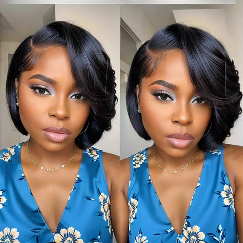 Lace wig with a natural - looking root for a more realistic lookRealistic Lace Glueless Side Parted Bob Wig