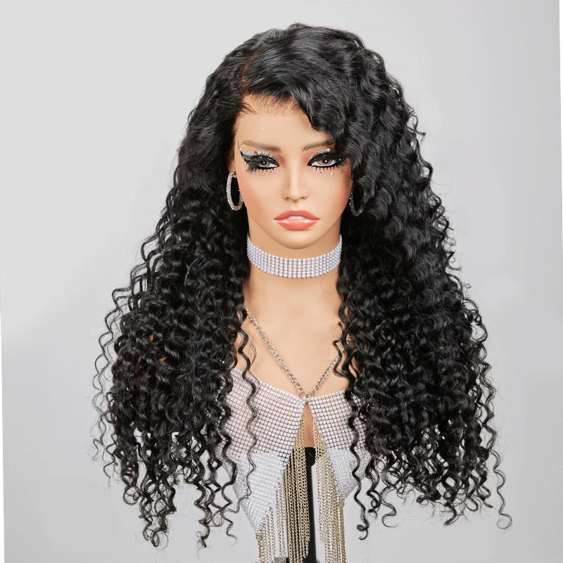 Lace wig with a silk - base cap for a comfortable and smooth feel9x6 Side Part Invisible Knots Curly Glueless Wig