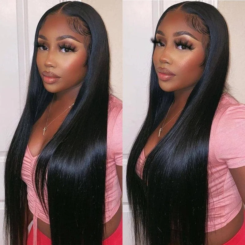 Human - hair wig with a middle - part for a classic and elegant styleCheetahBeauty Straight 13x4 Lace Frontal Wig 100% Vigin Human Hair