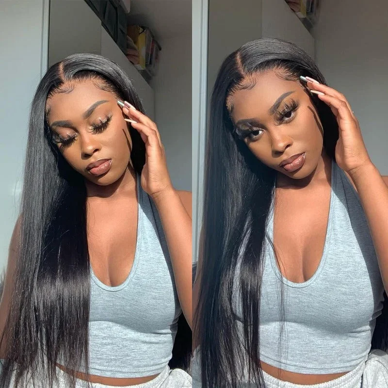 Malaysian - human - hair wig with a smooth and silky textureStraight 5x5/6x6 Lace Closure Wig Middle Part 100% Cuticle Aligned Virgin Human Hair