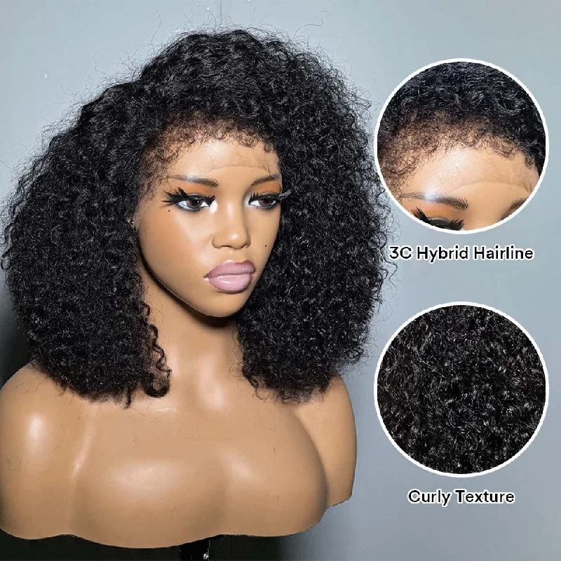 Synthetic lace wig with a heat - resistant formulaTrendy Curly With Hybrid Hairline  HD Lace Wig