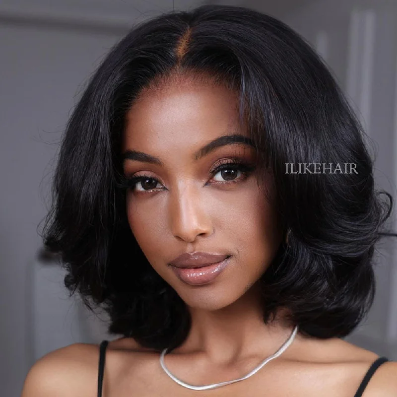 Full - lace wig with a natural - looking hairline for a seamless appearancePut on & Go Layered Wavy Bob  Pre Cut Lace Closure Wig