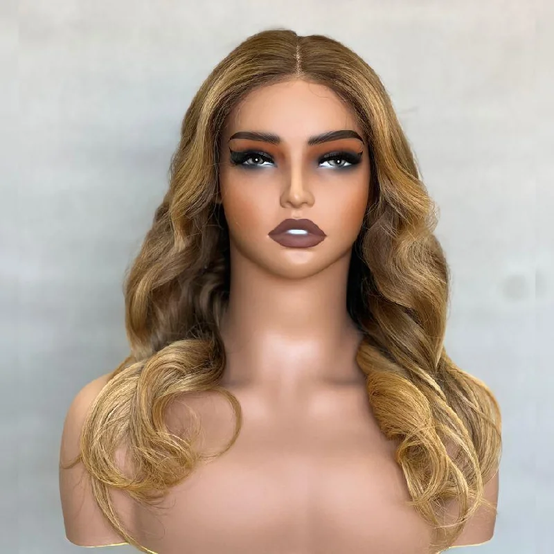 Lace wig with a platinum - blonde color for a bold and trendy lookWOWANGEL Blonde Balayage 13X4 HD Lace Full Frontal Wig Raw Hair